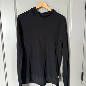 Men's Black Hooded Waffle Sweatshirt